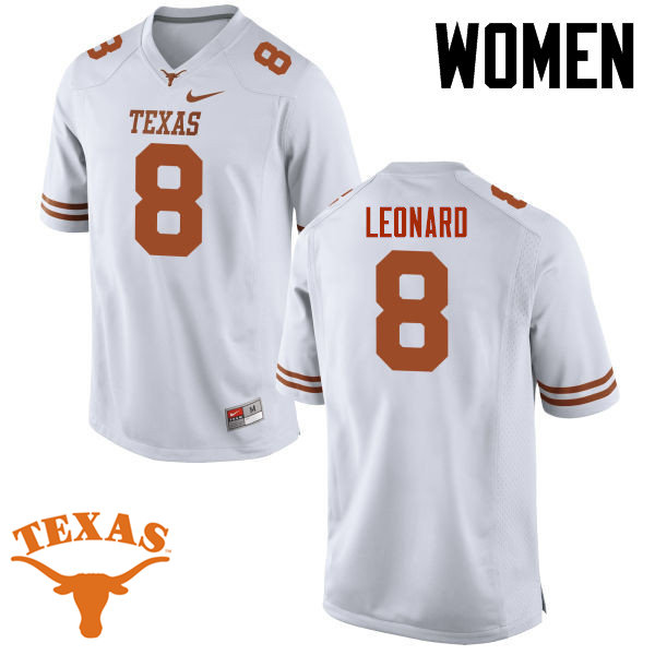 Women #8 Dorian Leonard Texas Longhorns College Football Jerseys-White